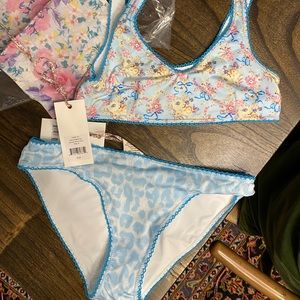 loveshackfancy Never worn NWT BLUE bikini S bellan bikini set in blue ocean
